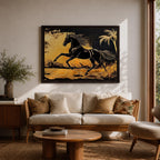 Horse Wall Art Stallion Framed Canvas Wild Mustang Galloping Wildlife Western Living Room Decor