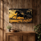Horse Wall Art Stallion Framed Canvas Wild Mustang Galloping Wildlife Western Living Room Decor