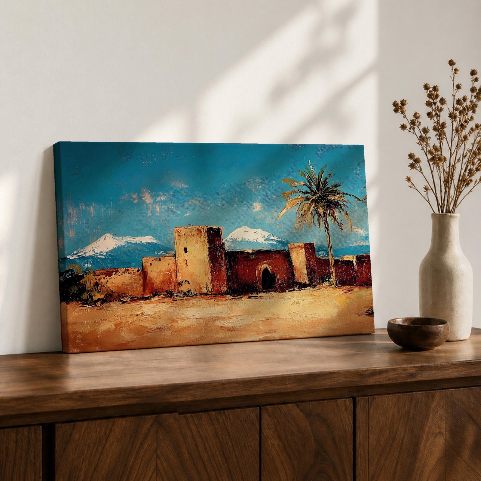 Desert Village Wall Art Kasbah Framed Canvas Moroccan Desert Atlas Rustic Home Decor