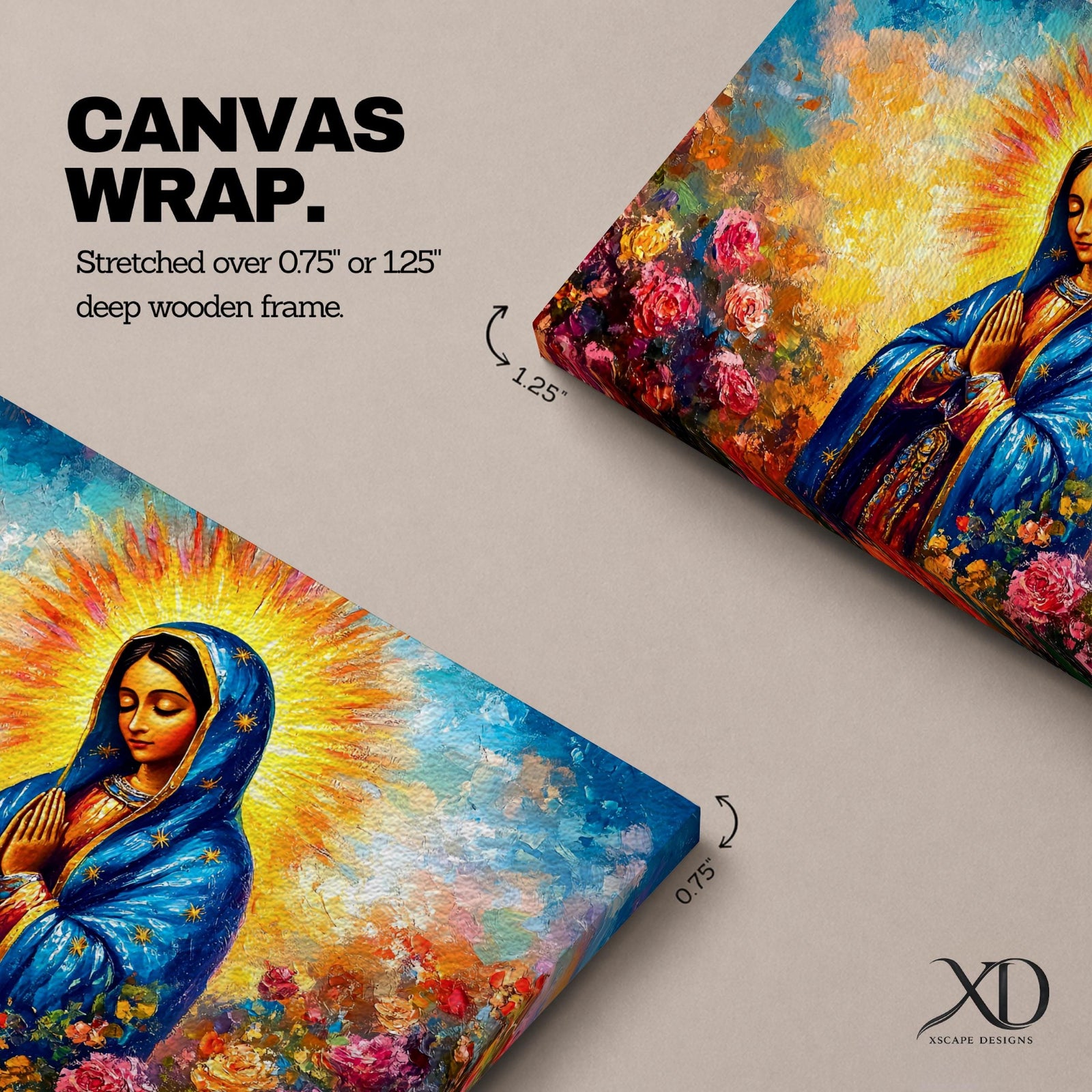 Our Lady of Guadalupe Wall Art La Morenita Framed Canvas Mexican Catholic Home Decor