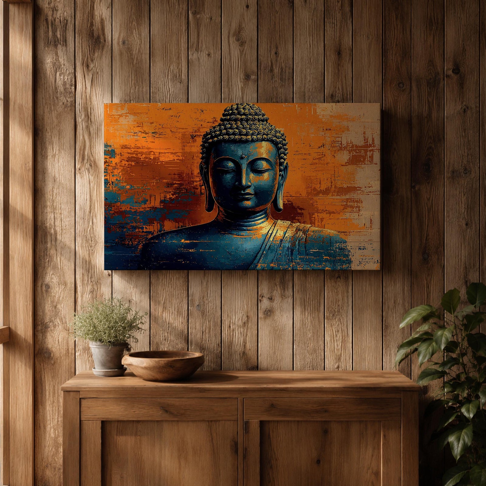 Buddha Wall Art Shakyamuni Framed Canvas Buddhist Meditation Zen Spiritual Bedroom Decor