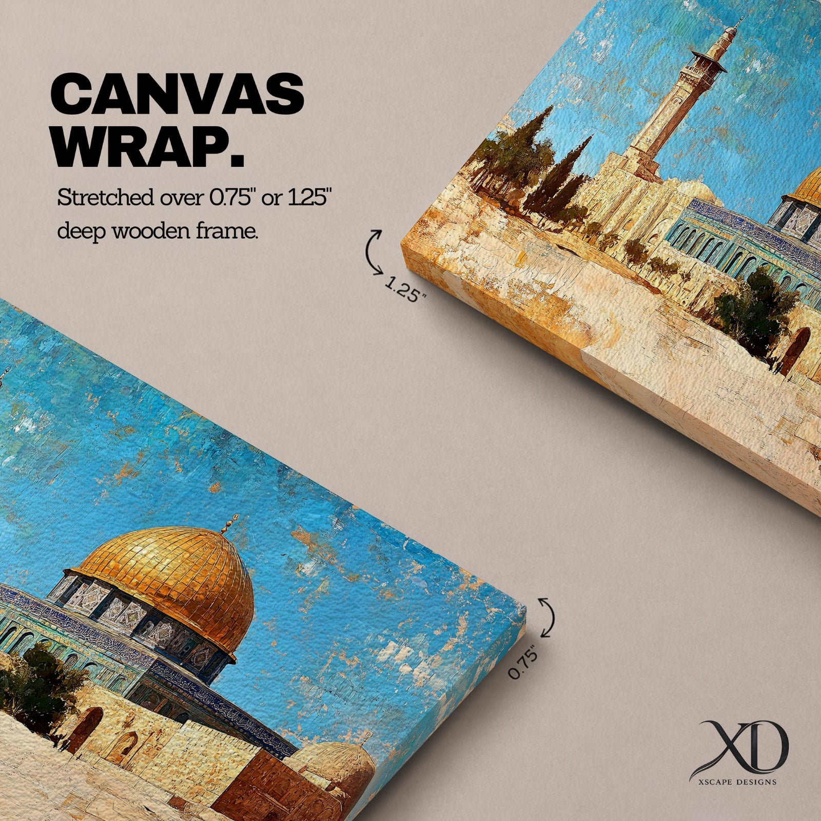 Dome Rock Wall Art Temple Mount Framed Canvas Qubbat Sakhra Vintage Jerusalem Home Decor