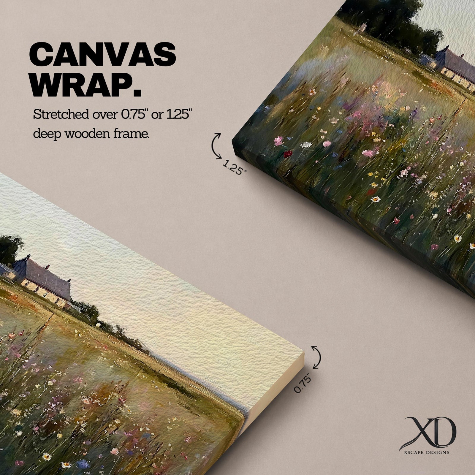 Wildflower Meadow Wall Art Prairie Framed Canvas Countryside Cottage Rustic Boho Home Decor