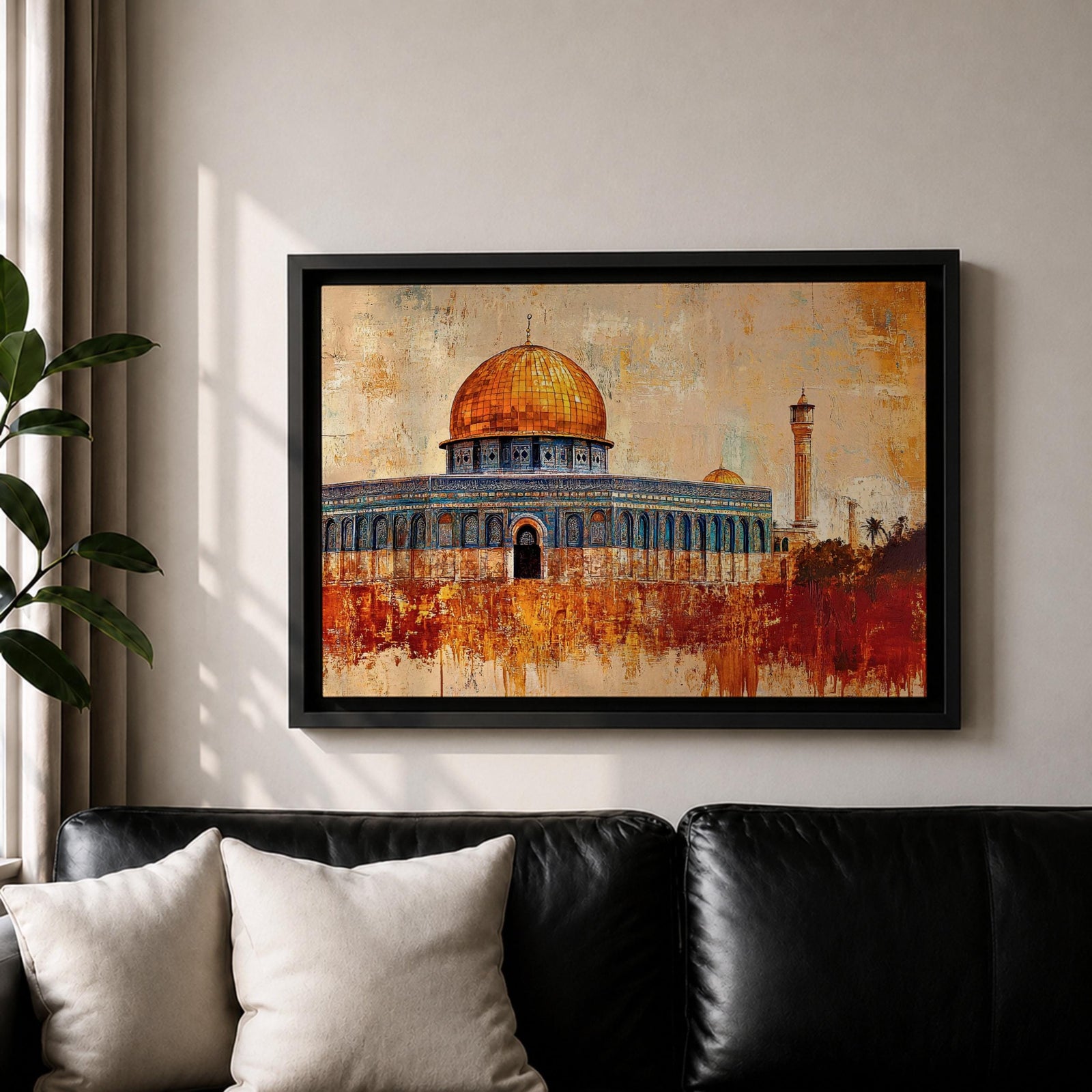 Dome Rock Wall Art Temple Mount Framed Canvas Qubbat Sakhra Mosaic Jerusalem Home Decor