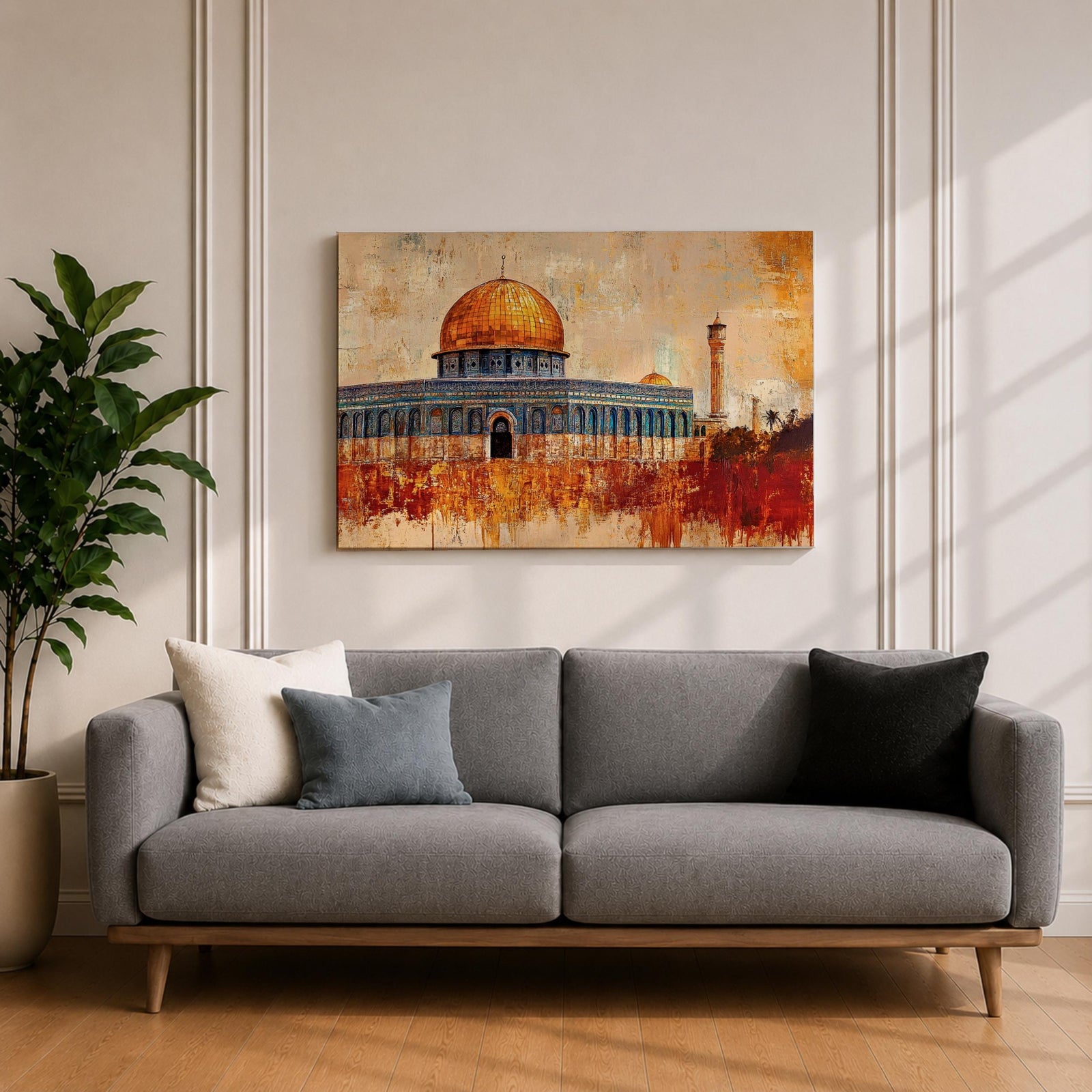 Dome Rock Wall Art Temple Mount Framed Canvas Qubbat Sakhra Mosaic Jerusalem Home Decor