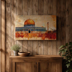 Dome Rock Wall Art Temple Mount Framed Canvas Qubbat Sakhra Mosaic Jerusalem Home Decor
