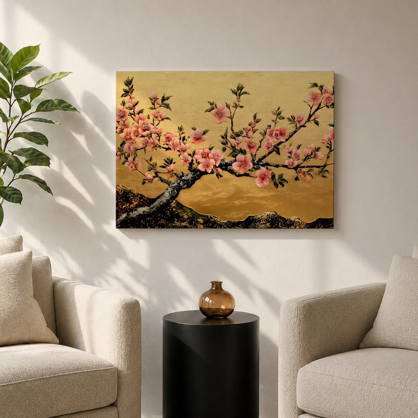 Cherry Blossom Wall Art Sakura Framed Canvas Japanese Botanical Asian Floral Boho Home Decor