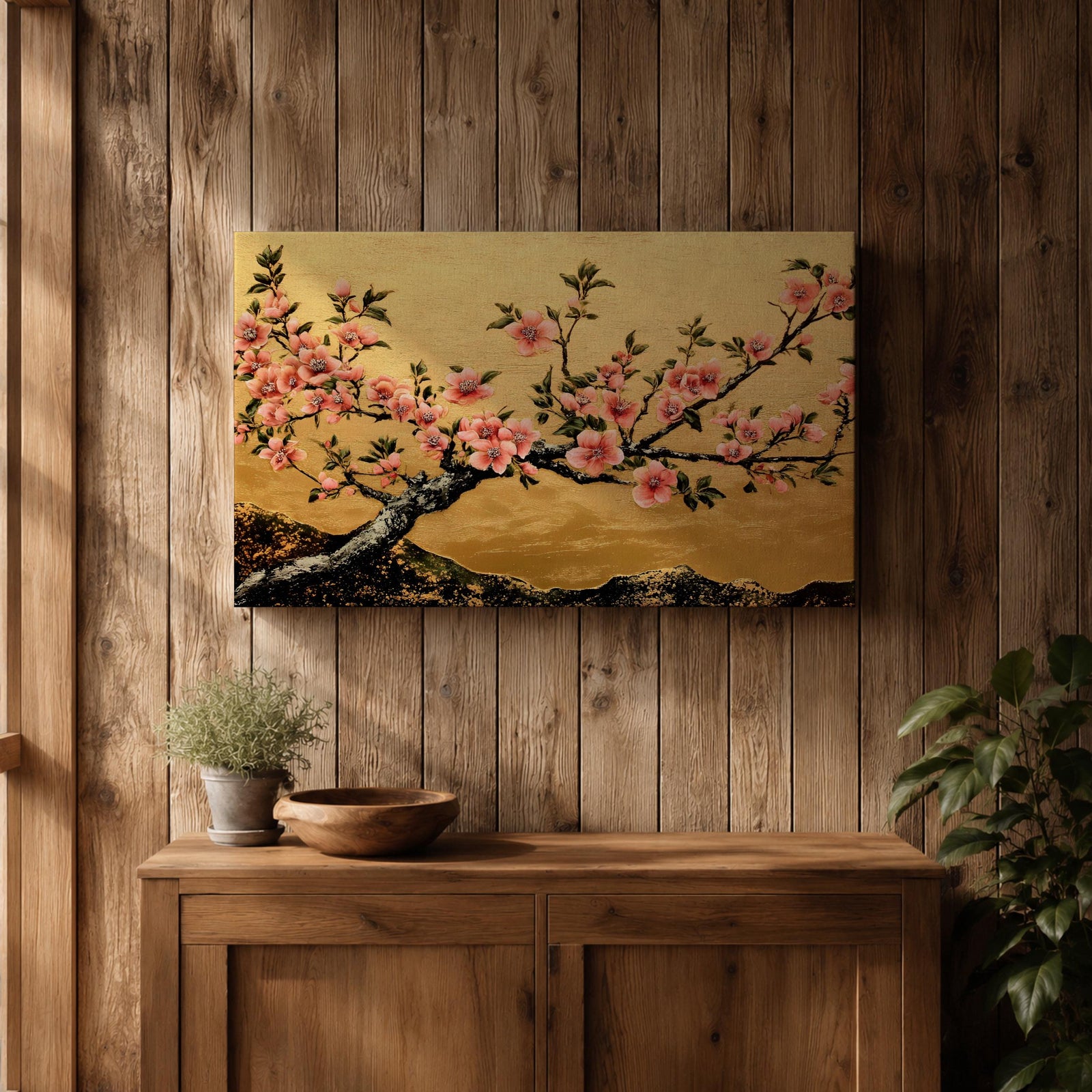 Cherry Blossom Wall Art Sakura Framed Canvas Japanese Botanical Asian Floral Boho Home Decor