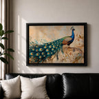 Peacock Wall Art Tropical Bird Framed Canvas Indian Pavo Wildlife Botanical Living Room Decor