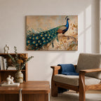 Peacock Wall Art Tropical Bird Framed Canvas Indian Pavo Wildlife Botanical Living Room Decor
