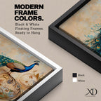 Peacock Wall Art Tropical Bird Framed Canvas Indian Pavo Wildlife Botanical Living Room Decor