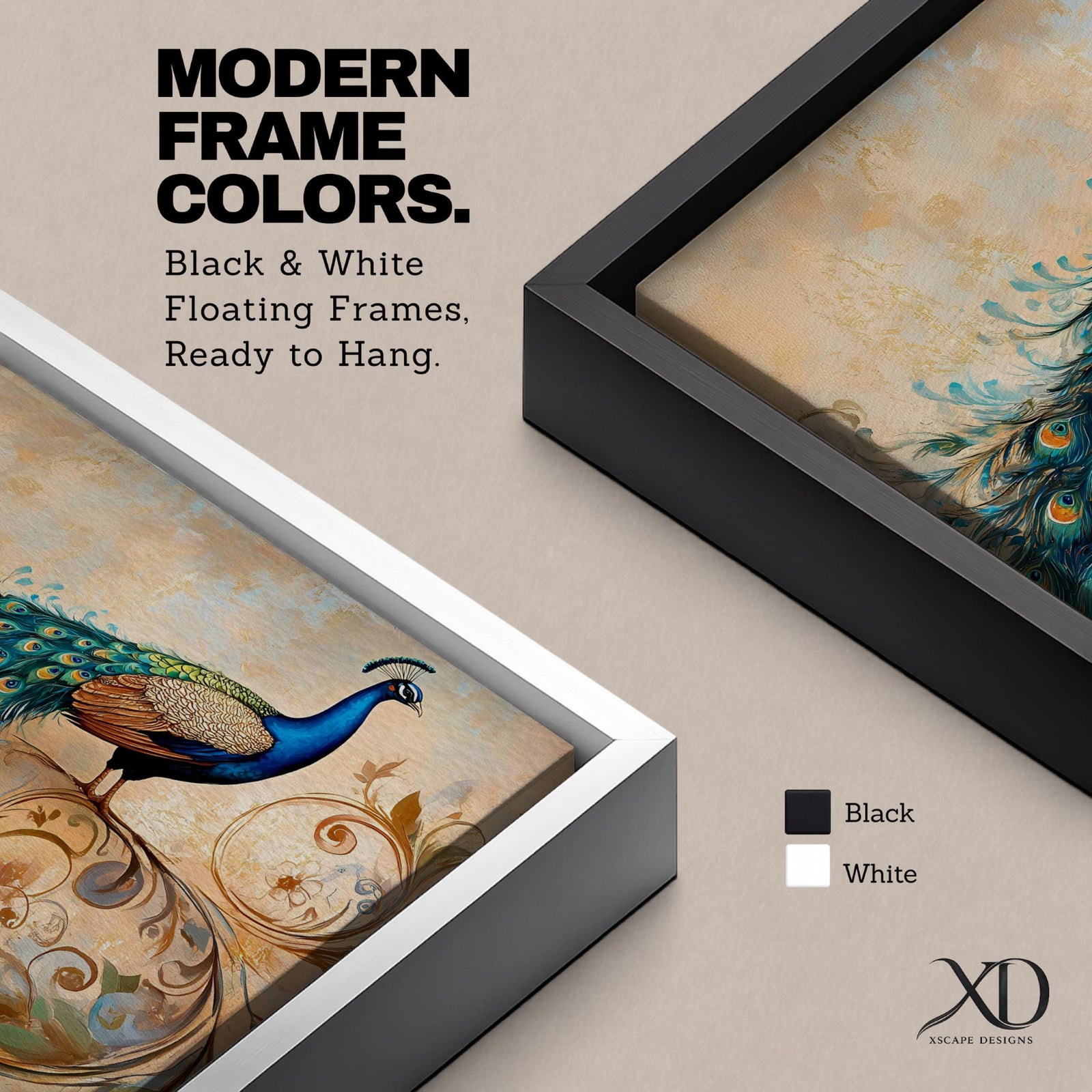 Peacock Wall Art Tropical Bird Framed Canvas Indian Pavo Wildlife Botanical Living Room Decor