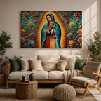 Our Lady of Guadalupe Wall Art Virgin Mary Framed Canvas Mexican Catholic Home Decor