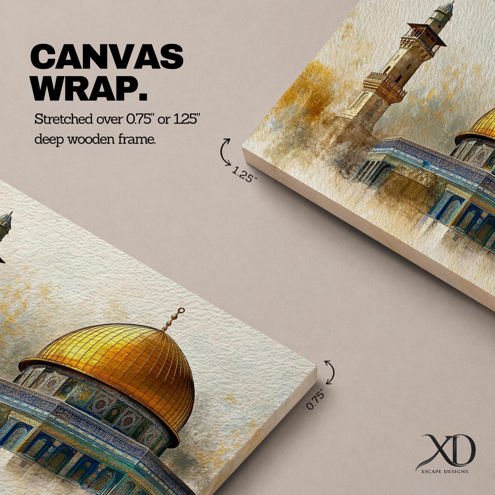 Dome Rock Wall Art Temple Mount Framed Canvas Qubbat Sakhra Vintage Jerusalem Home Decor