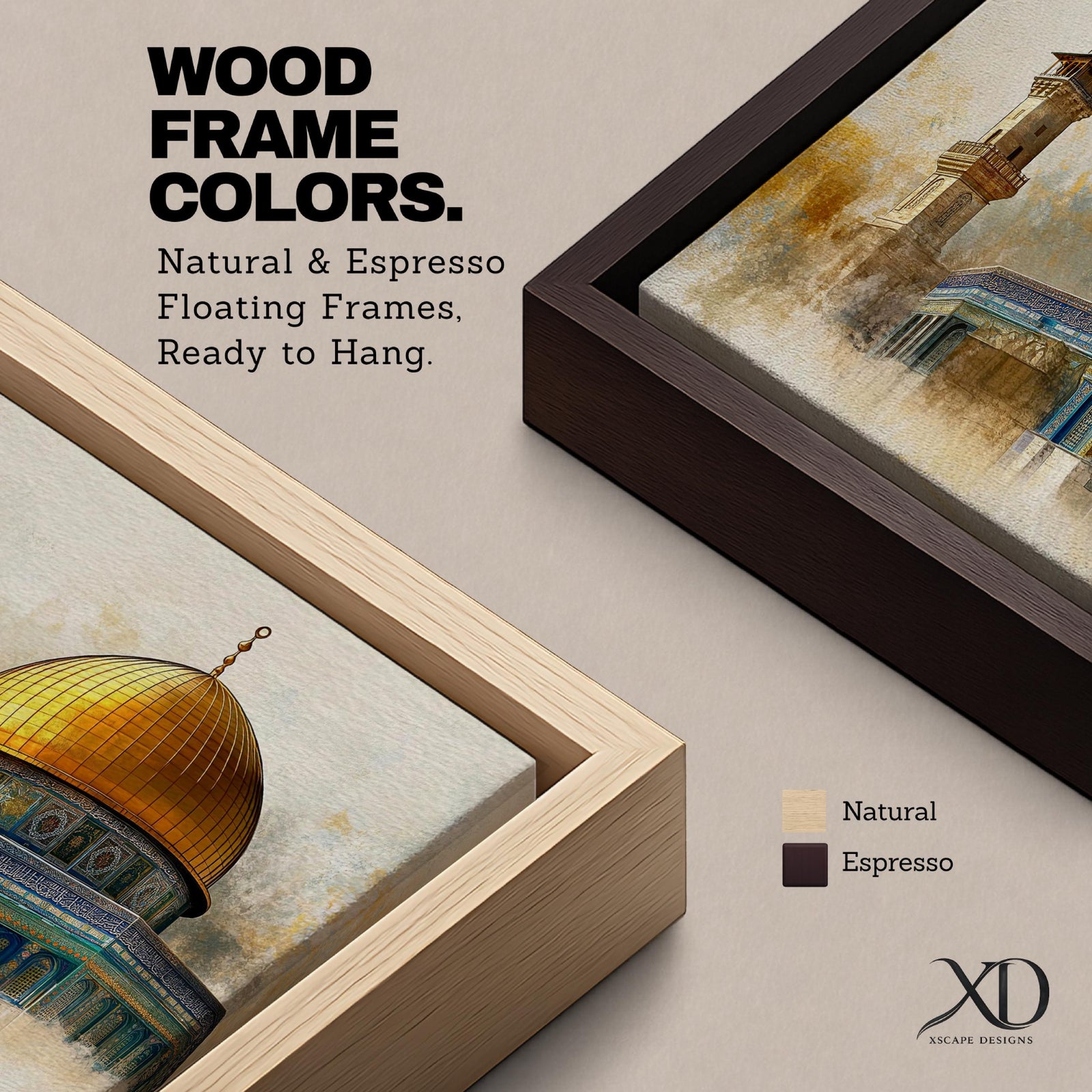 Dome Rock Wall Art Temple Mount Framed Canvas Qubbat Sakhra Vintage Jerusalem Home Decor