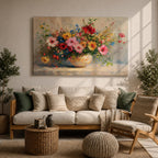 Floral Bouquet Wall Art Flower Vase Framed Canvas Botanical Impasto Garden Kitchen Decor