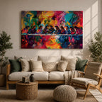 Last Supper Wall Art Jesus and Apostles Framed Canvas Colorful Abstract Christian Home Decor