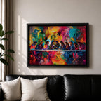 Last Supper Wall Art Jesus and Apostles Framed Canvas Colorful Abstract Christian Home Decor