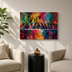 Last Supper Wall Art Jesus and Apostles Framed Canvas Colorful Abstract Christian Home Decor