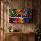 Last Supper Wall Art Jesus and Apostles Framed Canvas Colorful Abstract Christian Home Decor