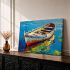 Rowboat Wall Art Dinghy Framed Canvas Nautical Seascape Harbor Coastal Boho Home Decor