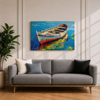Rowboat Wall Art Dinghy Framed Canvas Nautical Seascape Harbor Coastal Boho Home Decor
