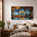Dome Rock Wall Art Arch View Framed Canvas Qubbat Sakhra Stained Glass Muslim Decor