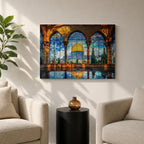 Dome Rock Wall Art Arch View Framed Canvas Qubbat Sakhra Stained Glass Muslim Decor