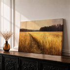 Wheat Field Wall Art Prairie Framed Canvas Panoramic Path Rustic Farmhouse Home Decor