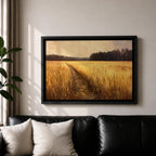 Wheat Field Wall Art Prairie Framed Canvas Panoramic Path Rustic Farmhouse Home Decor