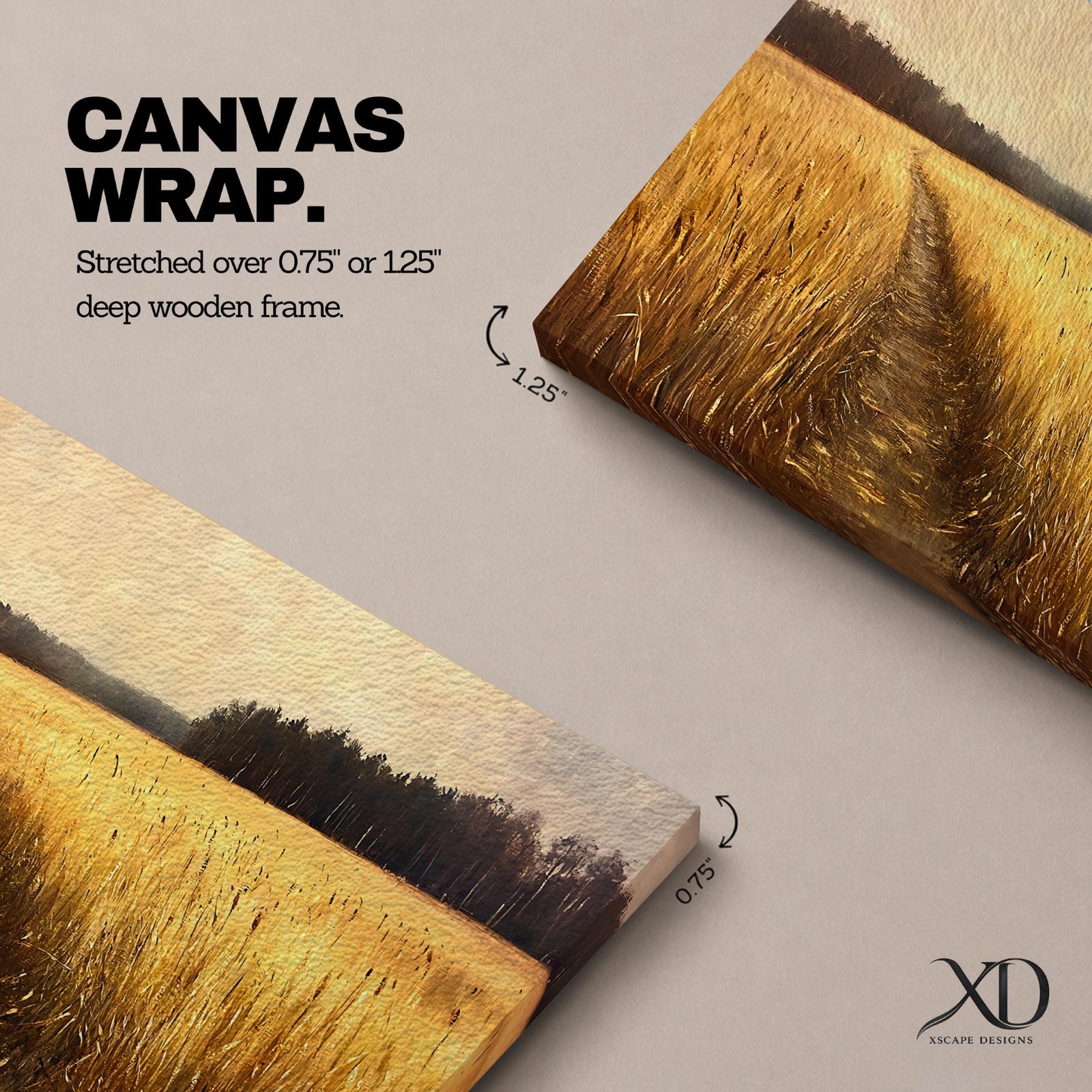 Wheat Field Wall Art Prairie Framed Canvas Panoramic Path Rustic Farmhouse Home Decor