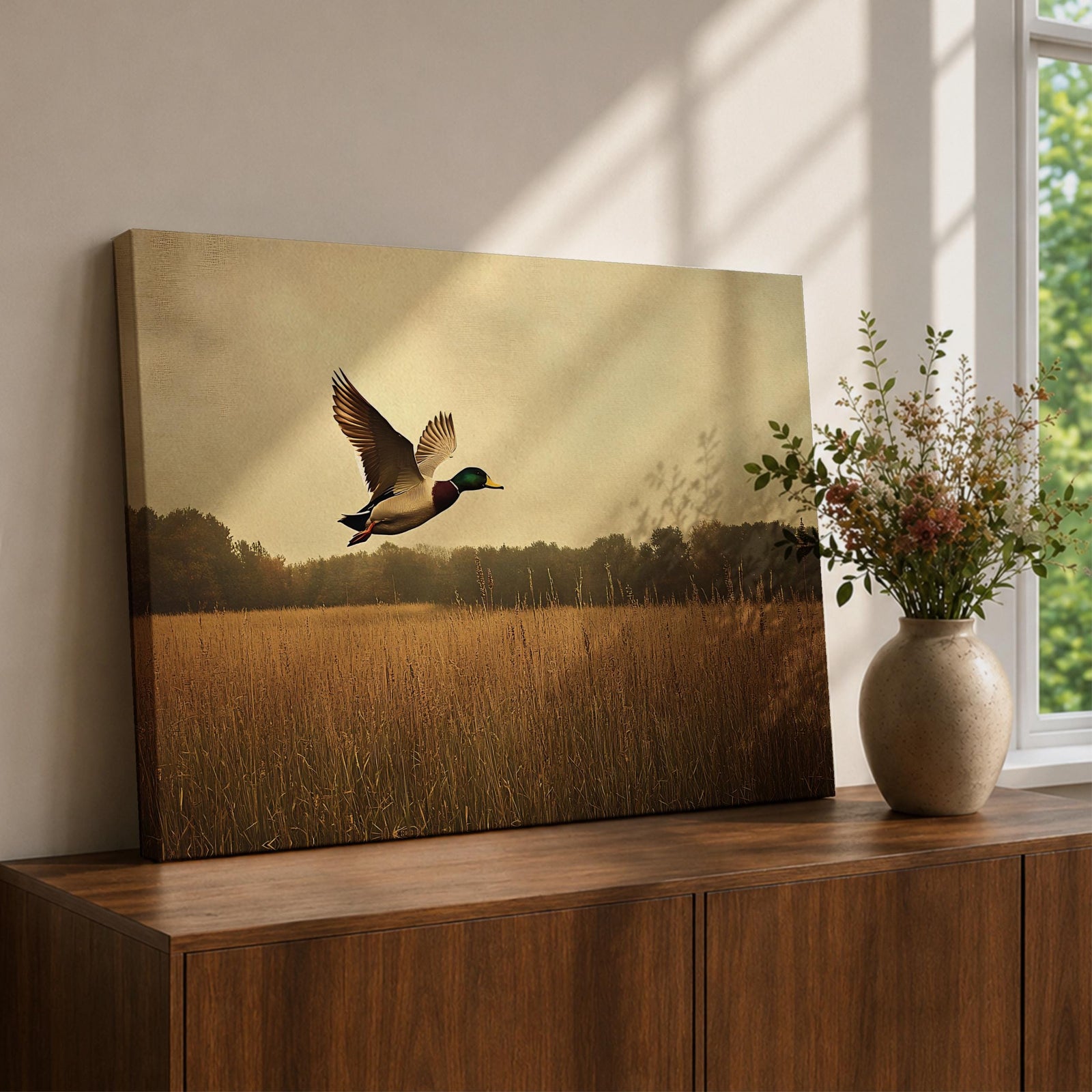 Mallard Duck Wall Art Anas Platyrhynchos Framed Canvas Wildlife Rustic Farmhouse Nature Home Decor