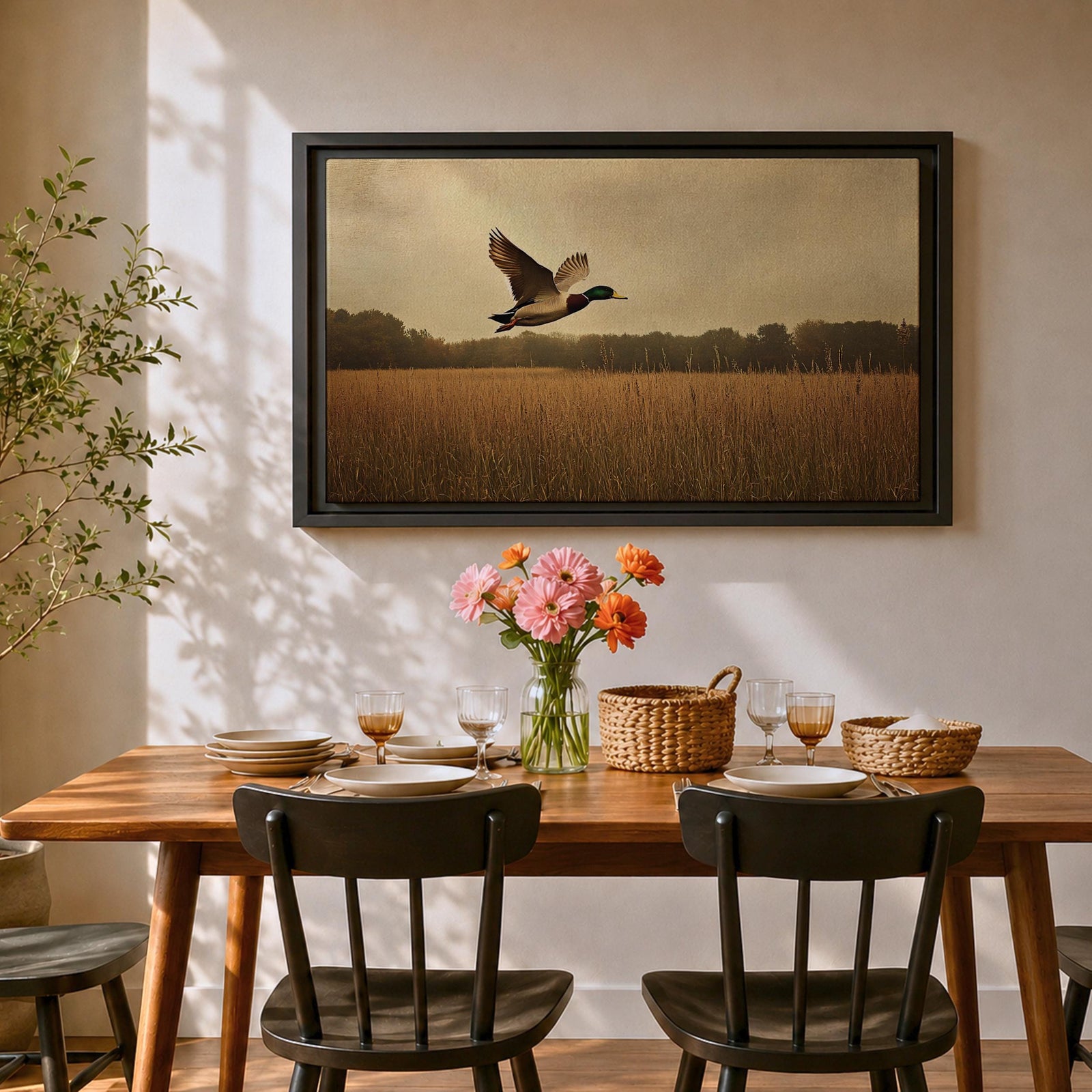 Mallard Duck Wall Art Anas Platyrhynchos Framed Canvas Wildlife Rustic Farmhouse Nature Home Decor