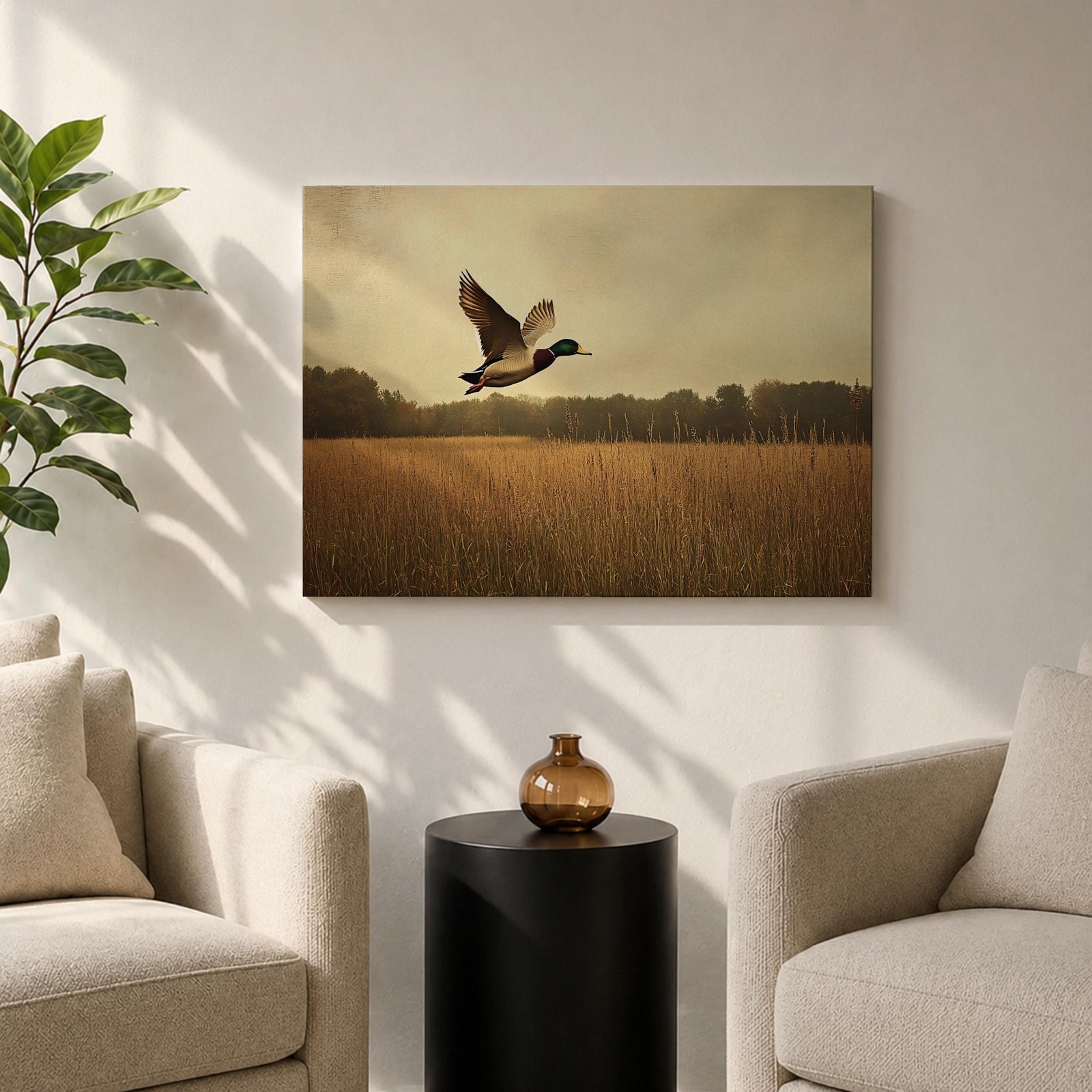 Mallard Duck Wall Art Anas Platyrhynchos Framed Canvas Wildlife Rustic Farmhouse Nature Home Decor