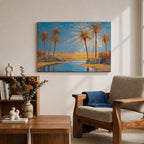 Palm Tree Wall Art Arabian Oasis Framed Canvas Desert Oasis Impasto Nature Home Decor