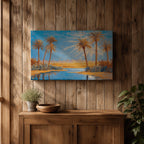 Palm Tree Wall Art Arabian Oasis Framed Canvas Desert Oasis Impasto Nature Home Decor