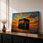 Kaaba Wall Art Sunset Sky Framed Canvas Masjid al Haram Mecca Islamic Home Decor