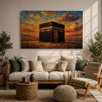 Kaaba Wall Art Sunset Sky Framed Canvas Masjid al Haram Mecca Islamic Home Decor