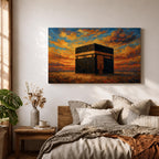 Kaaba Wall Art Sunset Sky Framed Canvas Masjid al Haram Mecca Islamic Home Decor