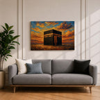 Kaaba Wall Art Sunset Sky Framed Canvas Masjid al Haram Mecca Islamic Home Decor