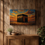 Kaaba Wall Art Sunset Sky Framed Canvas Masjid al Haram Mecca Islamic Home Decor