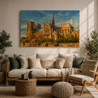 Notre Dame Cathedral Wall Art Gothic Facade Framed Canvas Cathedral of Paris City Decor