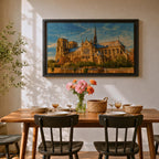 Notre Dame Cathedral Wall Art Gothic Facade Framed Canvas Cathedral of Paris City Decor