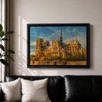 Notre Dame Cathedral Wall Art Gothic Facade Framed Canvas Cathedral of Paris City Decor