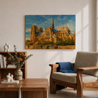 Notre Dame Cathedral Wall Art Gothic Facade Framed Canvas Cathedral of Paris City Decor