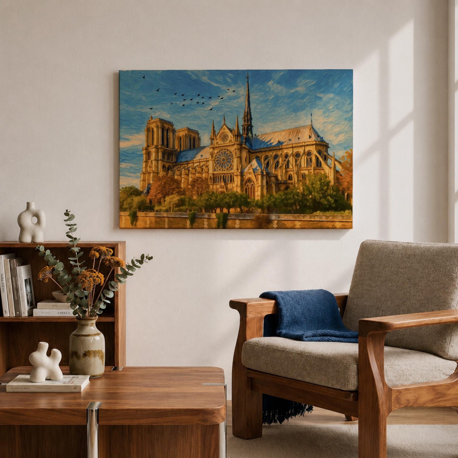 Notre Dame Cathedral Wall Art Gothic Facade Framed Canvas Cathedral of Paris City Decor