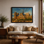 Notre Dame Cathedral Wall Art Gothic Facade Framed Canvas Cathedral of Paris City Decor