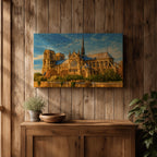 Notre Dame Cathedral Wall Art Gothic Facade Framed Canvas Cathedral of Paris City Decor
