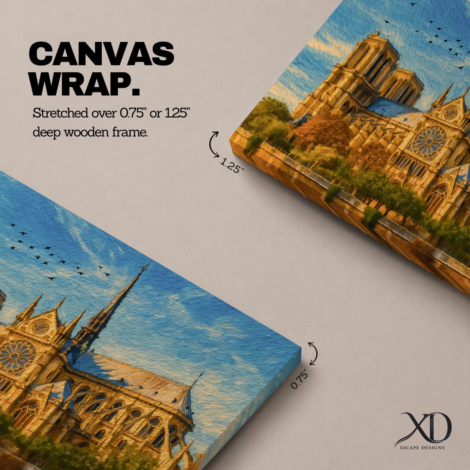 Notre Dame Cathedral Wall Art Gothic Facade Framed Canvas Cathedral of Paris City Decor