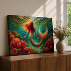 Mermaid Wall Art Sea Maiden Framed Canvas Ocean Fantasy Mythology Boho Home Decor